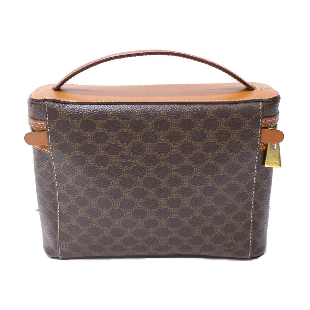 Celine Macadam Vanity Bag Brown Leather